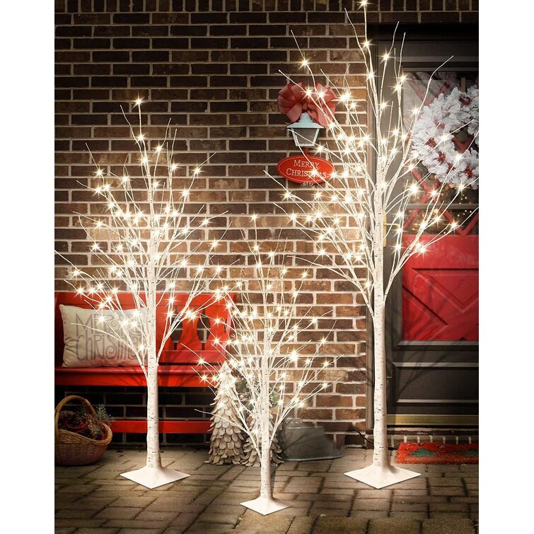 The Holiday Aisle® Birch 48' Traditional Christmas Tree with LED Lights and Remote  Control, Christmas Tree