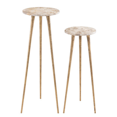 Piédestal François avec plateau en marbre et pieds en aluminium - Marbre naturel