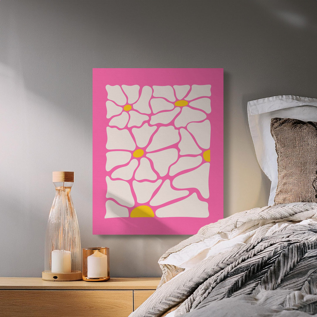 Pink Floral Canvas Wall Art, Retro Flower Print, Gallery Wrapped Canvas, Ready to Hang Art, Modern Home Decor, Statement Piece, Archival