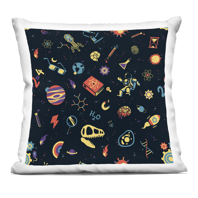 Coussin décoratif imprimé à motif rétro science, design par Tobe Fonseca