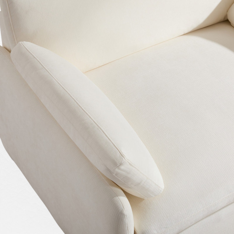 Oversized Accent Chair, Modern Deep Seat Upholstered Armchair With Removable Pillows, White
