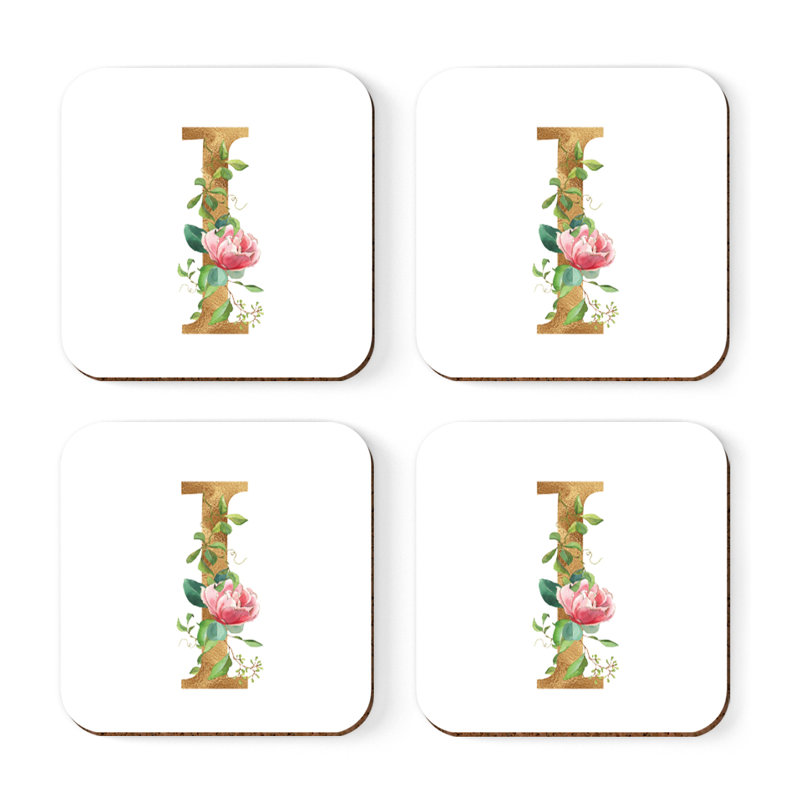 Sous-verre de lettre initiale à monogramme Lush Bloom, I