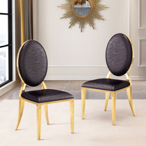 27 Inch Wood Dining Side Chair, Faux Leather, Set Of 2, Gold, 1 - Harris  Teeter