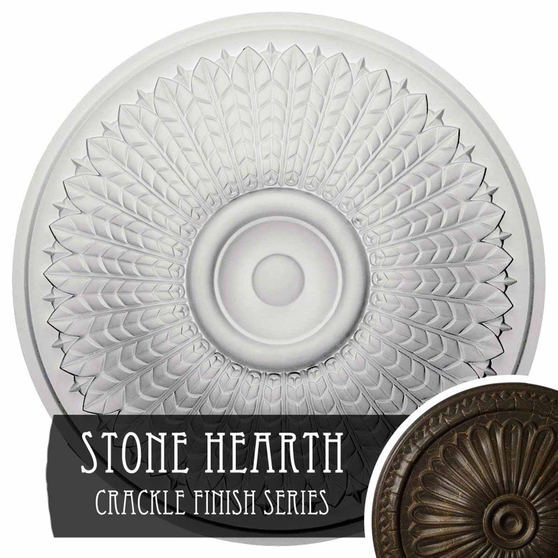 Médaillon de plafond Endurathane Palmetto, DE 23 5/8 po x P 3 5/8 po x P 1 5/8 po (convient aux auvents jusqu'à 3 5/8 po), finition cuivre patiné peint à la main