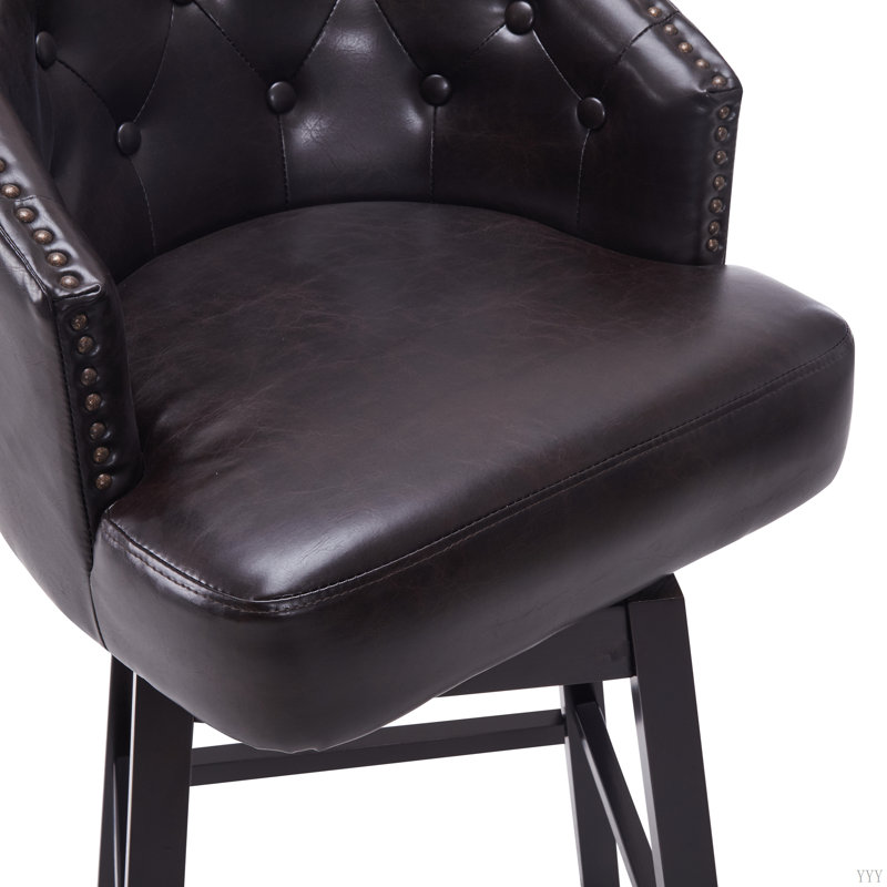 Ensemble de 2 tabourets de comptoir pivotants de 33,25 po, avec tabourets de bar à hauteur de comptoir avec structure en bois d'hévéa massif, dossier, repose-pieds, tabourets de bar sans accoudoir pour bar personnel, comptoir de cuisine