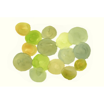 «Green Watercolor Circles I», reproduction sur toile tendue