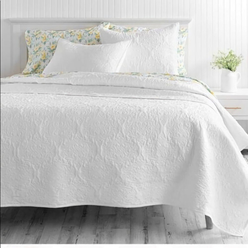 White Satin 3 Piece Coverlet Set