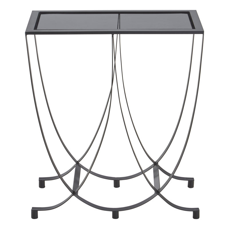 Cockrell Glass Top Cross Legs End Table