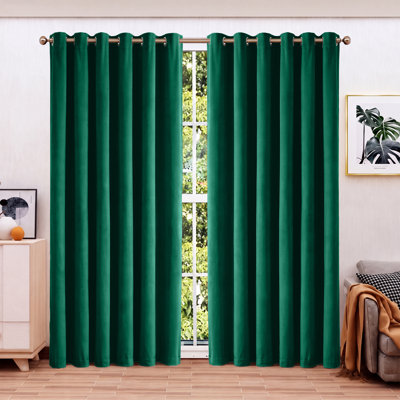 Rumson Crushed Velvet Eyelet Sheer Curtains Pair