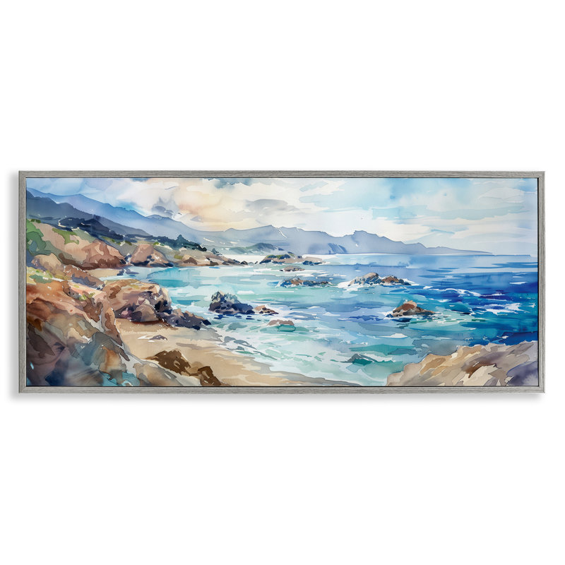 Giclée encadrée bord de plage aux tons bleus, design par Heidi Kuntz, Estampe numérique Farmhouse, H 13 po x l 30 po