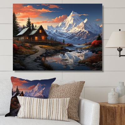 European Winter Cottage Retreat - Art mural paysage d'hiver