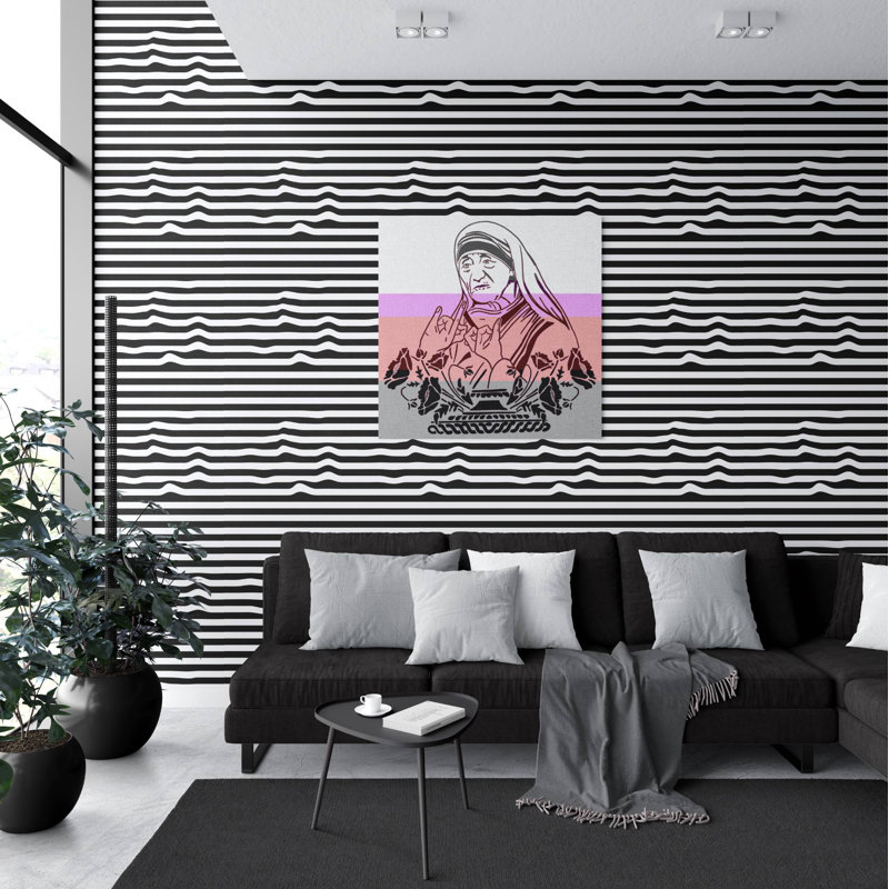Warped Horizontal Stripe Wallpaper, Black/White