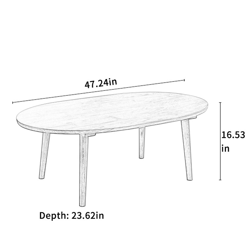 Table basse ovale simple avec noyer noir