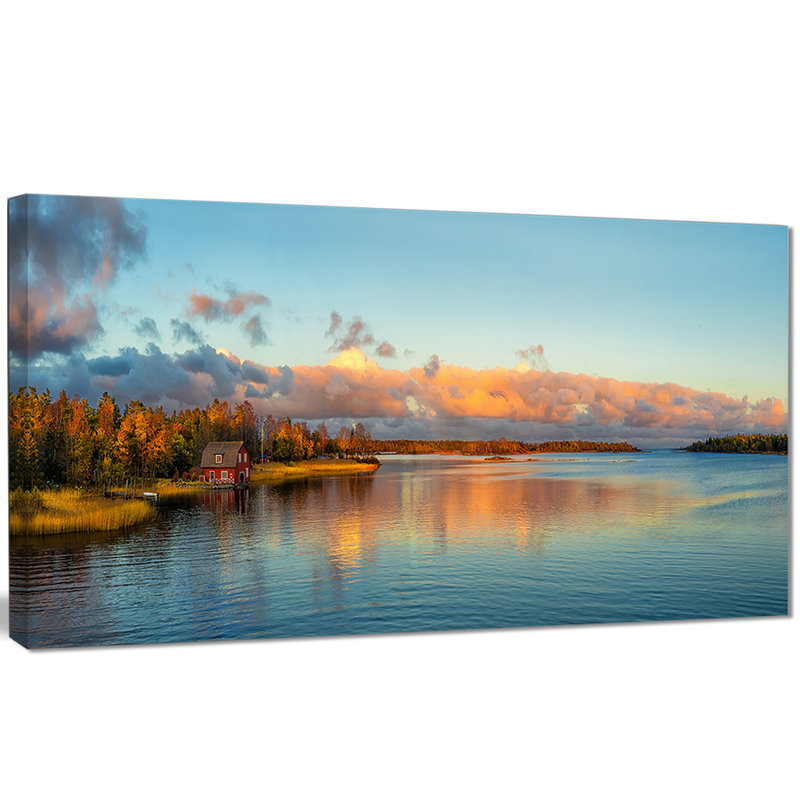 « automne crépuscule panorama », reproduction de photo sur toile tendue, H 16 po x l 32 po x P 1 po