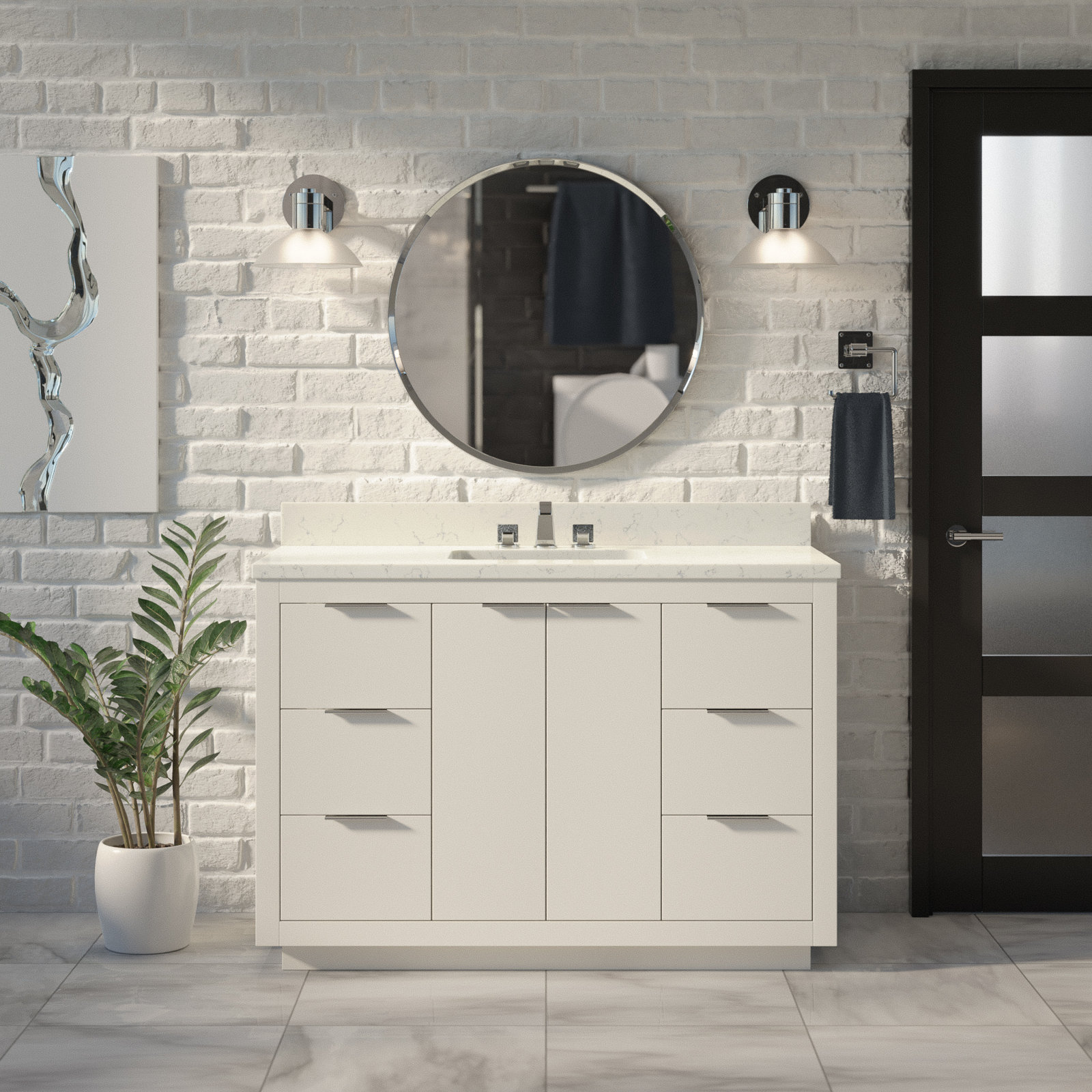 Anastazia 48'' Single Bathroom Vanity, White