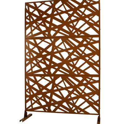 Écran d'intimité pour l'extérieur et l'intérieur H 76 po - métal, autoportant. Rouille, clôture brune pour patio, pelouse de terrasse