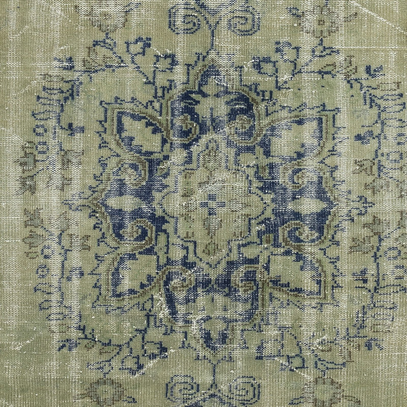 Tapis décoratif en laine turque noué à la main de couleur verte 6,5 x 10,2 pi