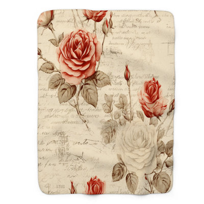 Flowered Fonts - 1 Pièce Sherpa Premium Couverture 0130