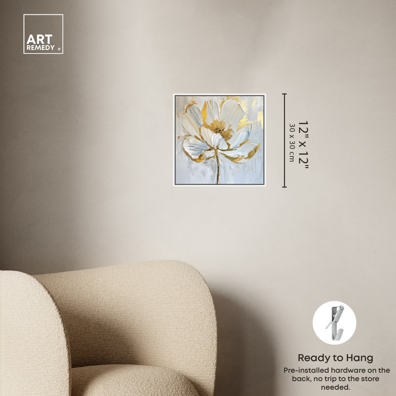 Magnolia II, White Framed, 13" H x 13" W