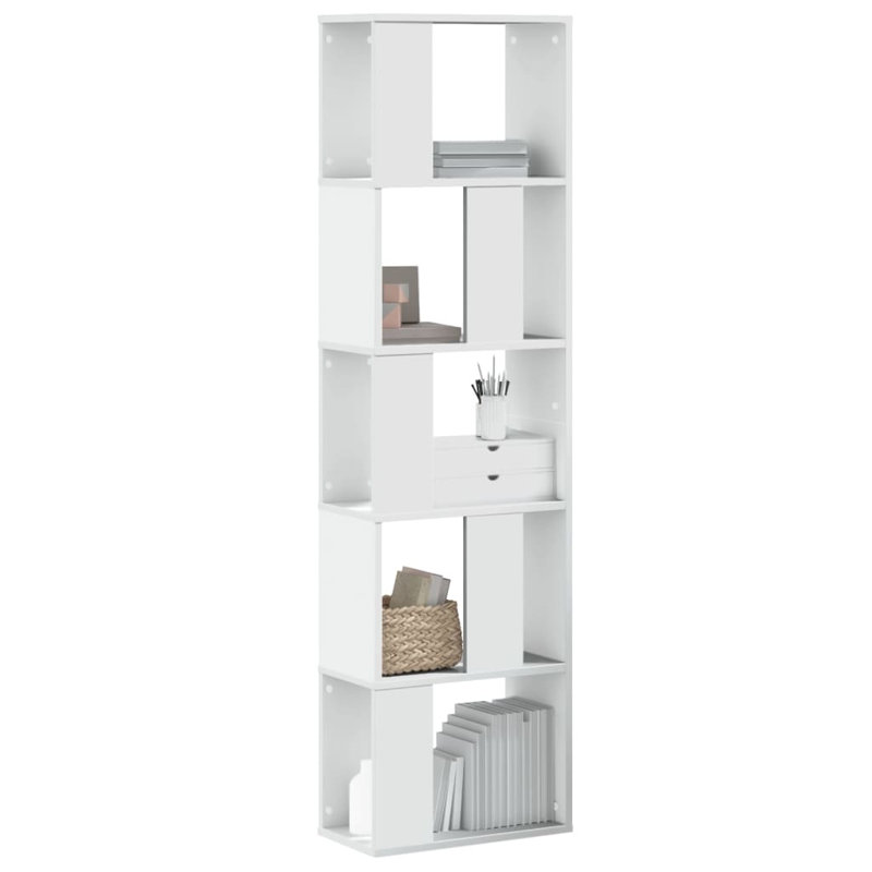 Borough Wharf Book Cabinet/Room Divider, White, (5 Shelves) 162.5cm H x 45cm W x 23.5cm D