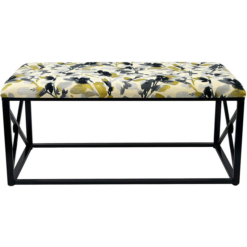 Banc rembourré Amedee, Tempête de feuilles, Noir