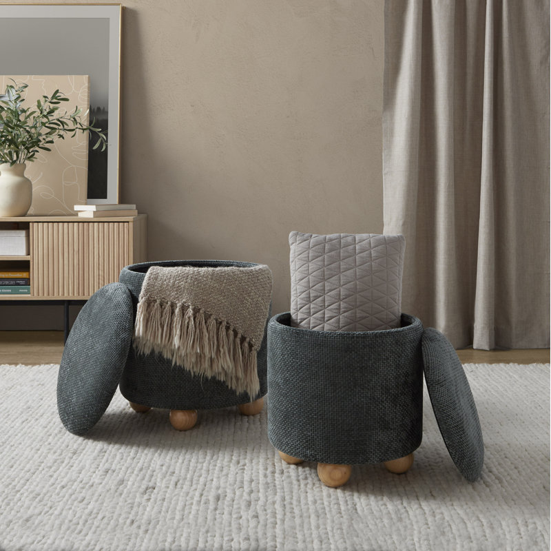 Hackler Nesting Ottoman Set, Green