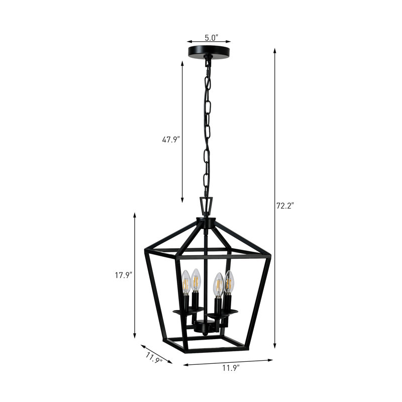 Luminaire suspendu géométrique à 4 lumières Dobson, Noir mat