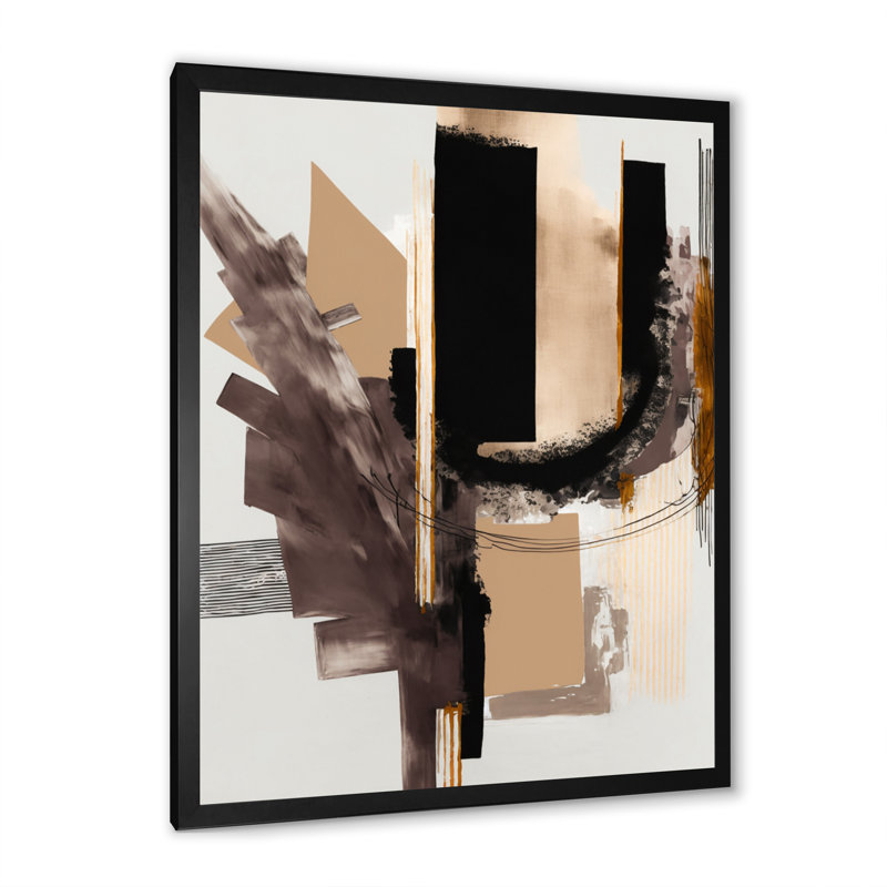 «Warm Watercolor Abstract I», art mural moderne sur toile, H 40 po x l 30 po x P 1,5 po, Impression noire sur toile encadrée