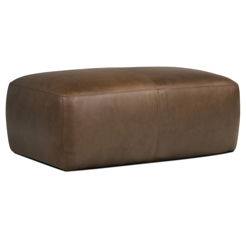 Repose-pieds en cuir italien Denver, Cuir véritable brun cacao