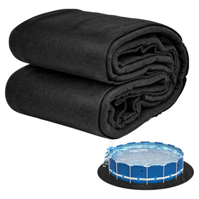 450GSM 24/27 ft Round Pool Liner Pad for Above Ground Pools, Extra-Heavy Geotextile Under Pool Mat, Seamless One-Piece Puncture & Weed Barrier, Black
