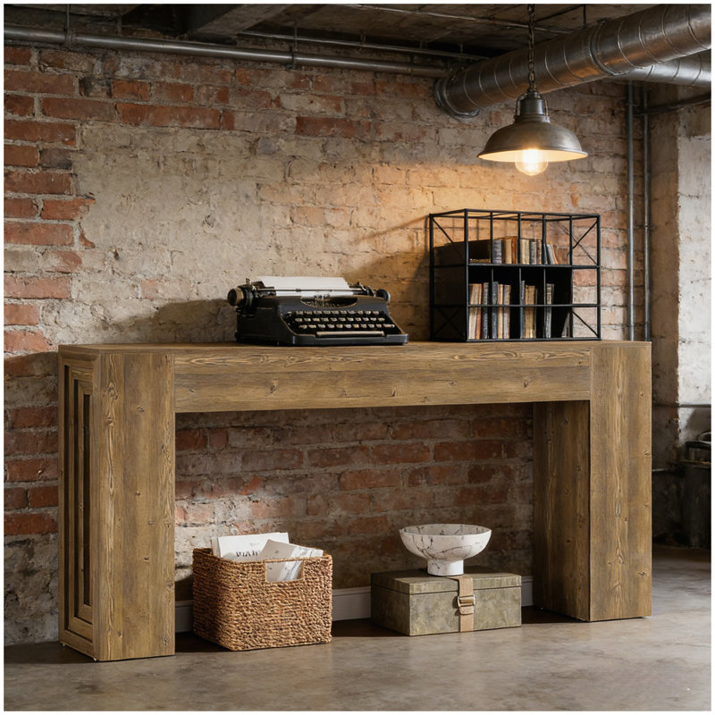 Grand canapé de table, table de couloir en bois, console
