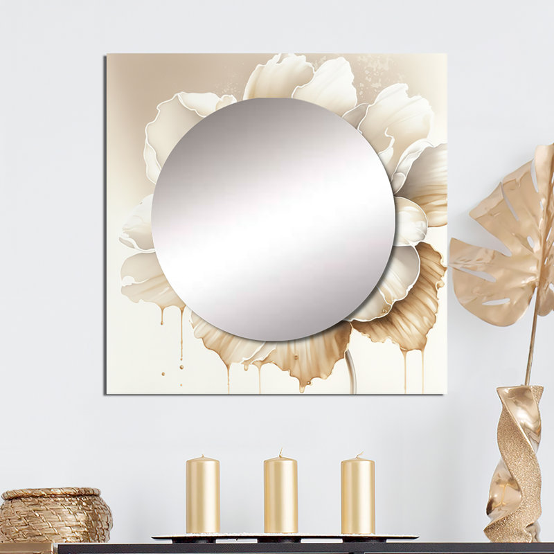 Lopardo - Grand miroir carré floral et botanique pour décoration murale, 23 po x 23 po