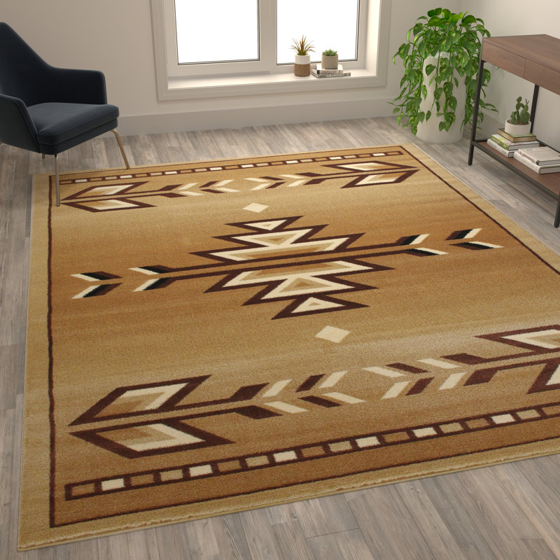 Tapis d'intérieur à motif polyvalent de style sud-ouest Akyah, Rectangle 4 pi x 5 pi