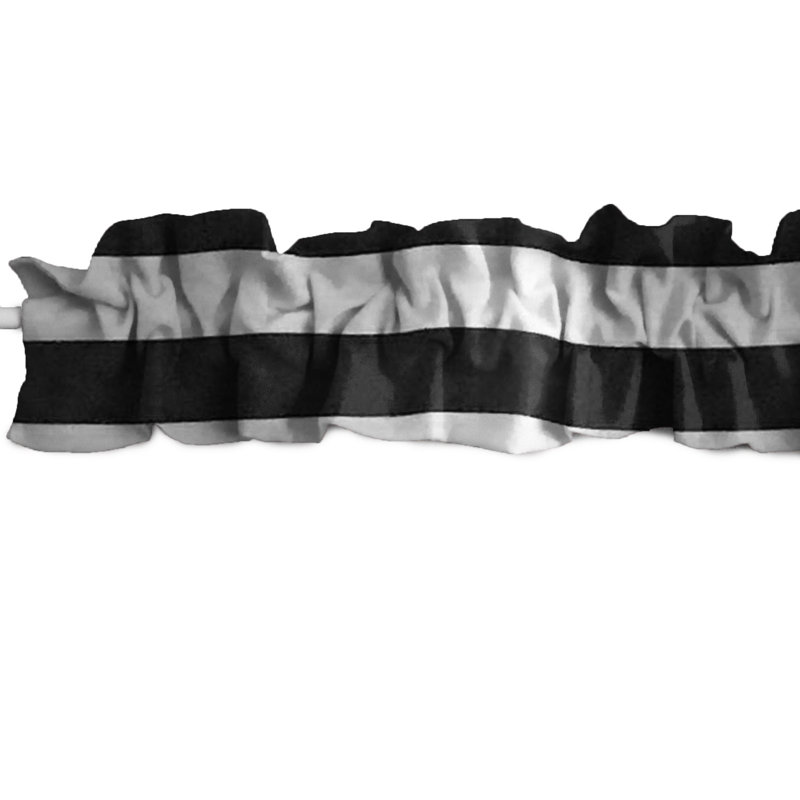 Cantonnière rayée en mélange de coton, L 58 po x L 5 po, Noir