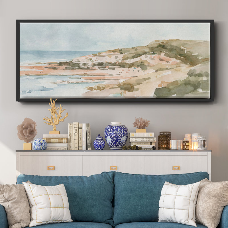 Neutral Seaside II, reproduction d'art sur toile, H 24 po x l 60 po x P 1,5 po, Noir
