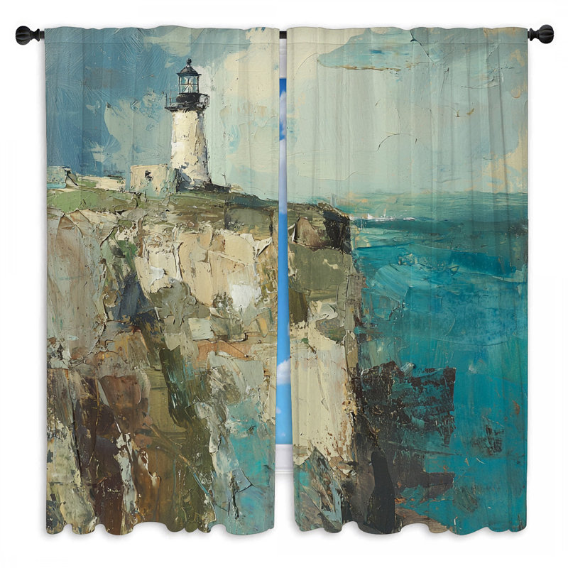 Rideaux de fenêtre de style phare à falaise - 2 panneaux, L 20 po x L 52 po