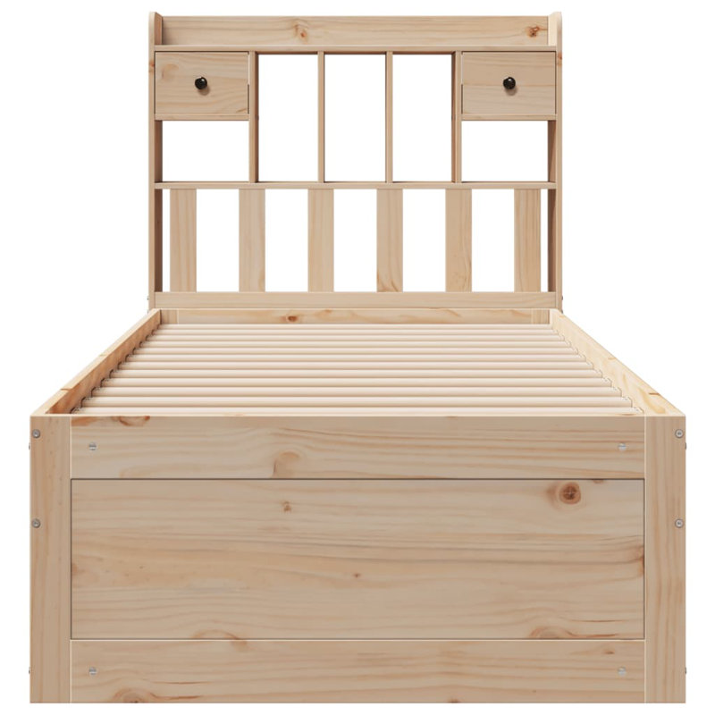 Natur Pur Bookcase Bed Without Mattress  Solid Wood Pine, Brown, Small Single (2'6)