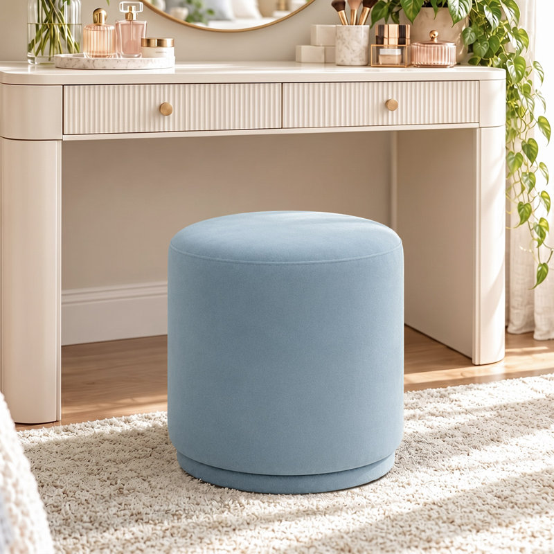 Tabouret de coiffeuse pivotant rond de 47 cm (18,5 po) recouvert de velours, Bleu
