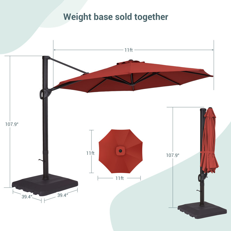 Parasol suspendu 11 pi Urbanna, Rouge