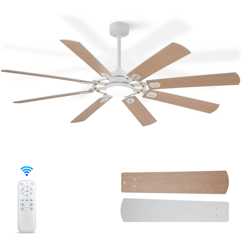 Ventilateurs de plafond avec lumières, Doré, Bois blanc