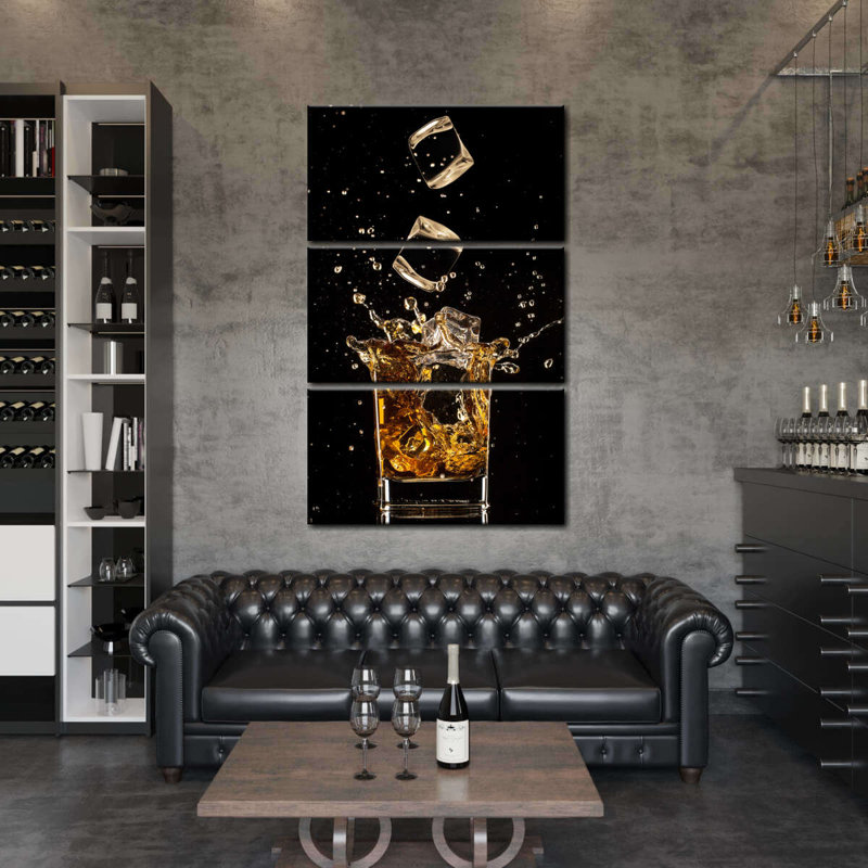 Whiskey Ice Splash - ensemble de 3 toiles tendues, H 65 po x l 42 po x P 1,25 po