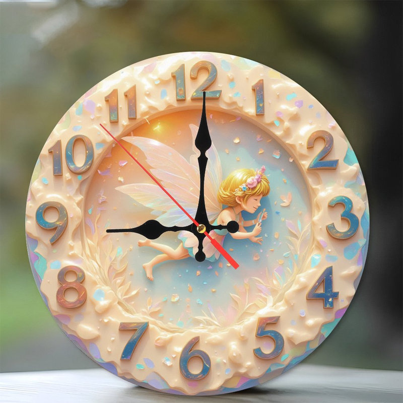Horloge avec fée jouant avec un papillon
