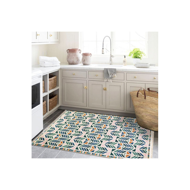 Tapis lavable à la machine à motif géométrique multicolore Paris Collection, Tapis de couloir 3 pi 3 po x 6 pi 7 po inclus