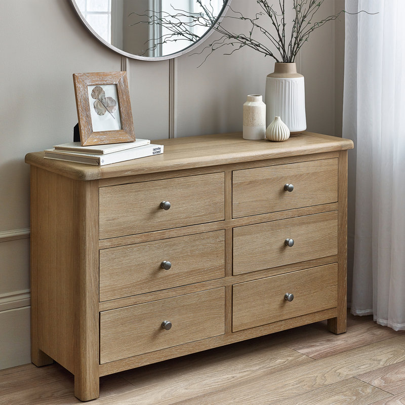 Jeremey Solid Wood 120cm W 6 - Drawer Chest of Drawers