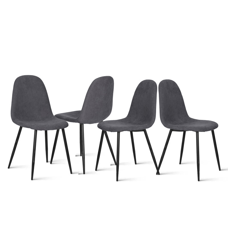 Chaises d'appoint rembourrées Delfinia, Tissu en ratine gris, Noir