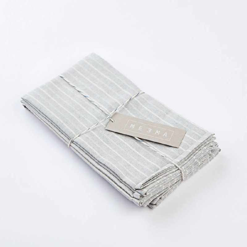  Serviette rayée en coton, Gris