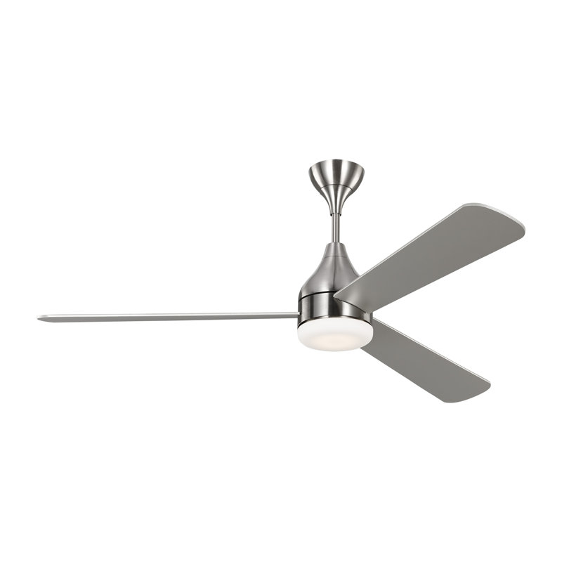 Smart LED Ceiling Fan, 60 inches, Brushed Steel with Silver/Walnut Reversible Blades