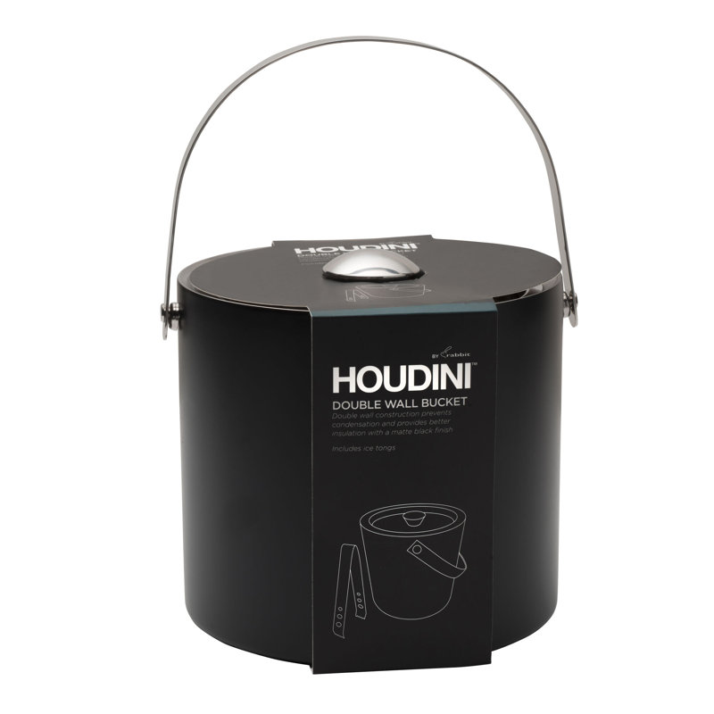 Seau à glace Houdini, pinces incluses, noir