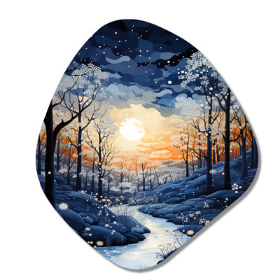 Guanciale Forest Winter Blue Monochrome - Forest Nebula Shape Irregular Metal Wall Decor