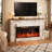 61" Electric Fireplace with Mantel, Freestanding Fireplace Heater TV Stand with 40" 3-Side Glass Insert for TVs Up to 70" with 2 Drawers for Living Room, Antique White